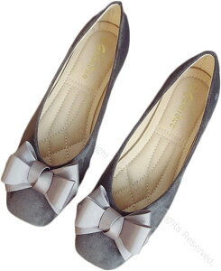 パンプス レディース バレエシューズ スクエアトゥ ぺたんこ リボン付き フラットシューズ コーデに最適 小さいサイズから大きいサイズ対応 ローヒール 春夏秋 痛くない 歩きやすい オフィ