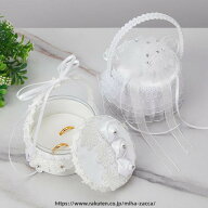 リングピロー 小物入れ レディース ウェディング 結婚式 ミニ バスケット 花籠 レース リボン リングケー…