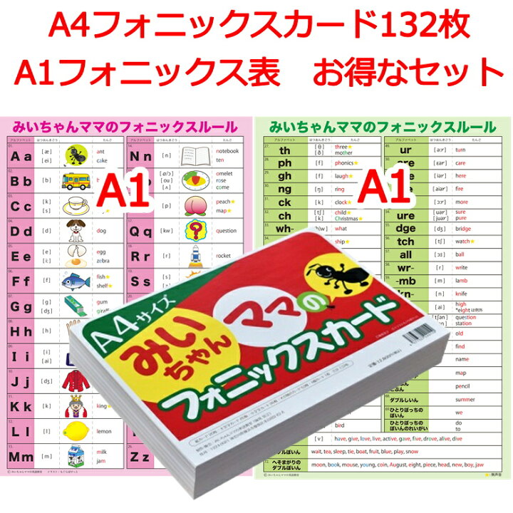 楽天市場】教師用大判A4みいちゃんママのフォニックスフラッシュカード 