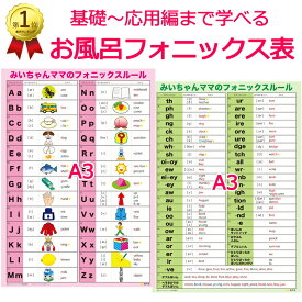 フォニックス お風呂ポスター お風呂にはれる A3 2枚セット 基礎編 応用編 英語ポスター フォニックス表 幼児英語 小学生 知育 発音記号 おうち英語 英語学習 発音ルール 防水 学習ポスター 入学準備 英単語 楽天ランキング1位 みいちゃんママのフォニックスルール一覧表