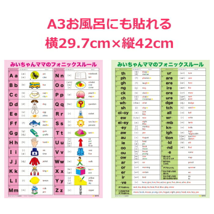 楽天市場 お風呂に貼れるa3フォニックス表とcdのお得な２点セット