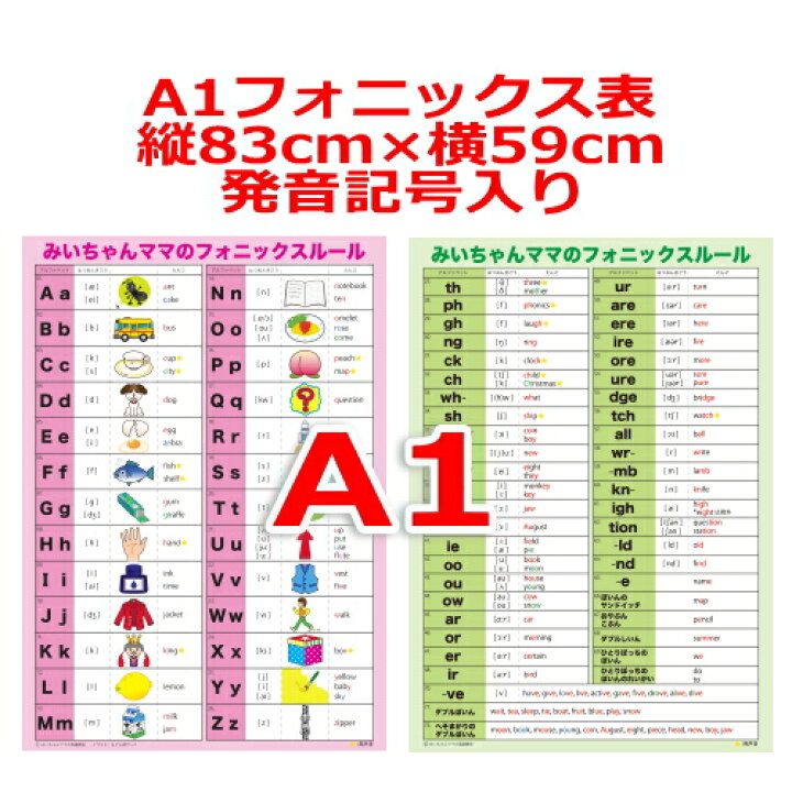 楽天市場 A1ポスターフォニックスルール一覧表 発音記号入り 縦cm 横59cm 英語教室 英会話教室 子供 幼稚園 小学生 中学生 大人の フォニックス一覧表 フォニックス大人教材おすすめ最適 フォニックスルールの覚え方が丸わかり みいちゃんママの英語教室