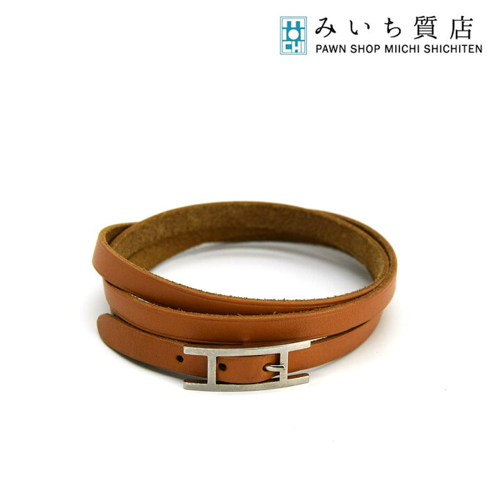 楽天市場】質屋 エルメス ブレスレット レザー アピ3 3連 キャメル 
