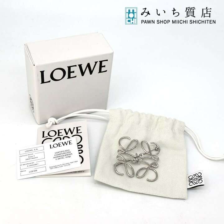美品 LOEWE ロエベ ブローチ シルバーカラー アナグラム レディース 
