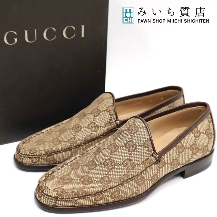 楽天市場】質屋 グッチ ローファー GGキャンバス 靴 6 シューズ 23cm  