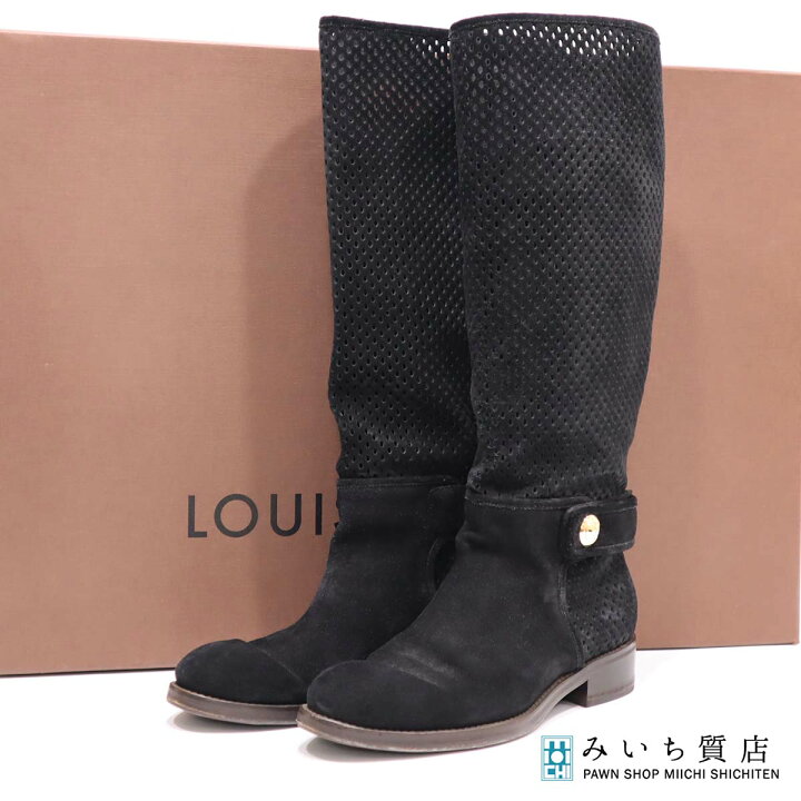 楽天市場】質屋 LV ロングブーツ 黒 パンチング ルイヴィトン 