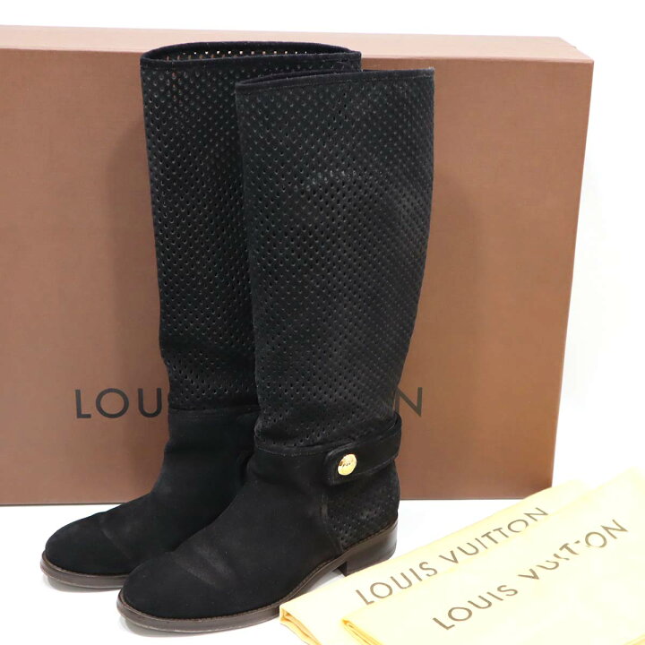 楽天市場】質屋 LV ロングブーツ 黒 パンチング ルイヴィトン  
