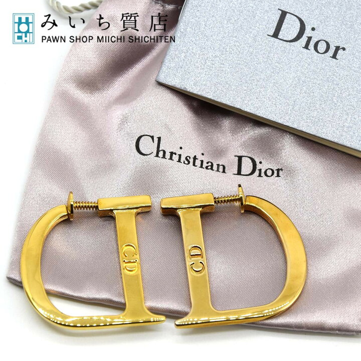 楽天市場】質屋 ディオール Dior イヤリング デカ D ロゴ ゴールド色  