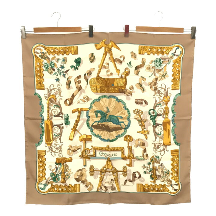 楽天市場】質屋 HERMES エルメス カレ90 「Copeaux」 おが屑 スカーフ 