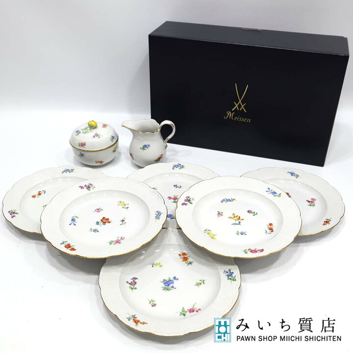 楽天市場】質屋 洋食器 マイセン 散らし小花 ポット 皿 6枚 セット 