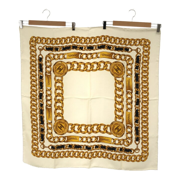 楽天市場】質屋 シャネル CHANEL スカーフ シルク 白 ホワイト ココ  
