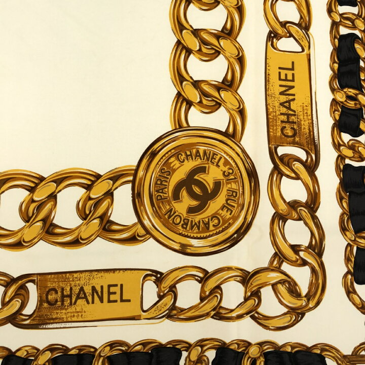 楽天市場】質屋 シャネル CHANEL スカーフ シルク 白 ホワイト ココ 