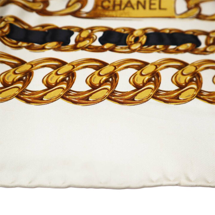 楽天市場】質屋 シャネル CHANEL スカーフ シルク 白 ホワイト ココ 