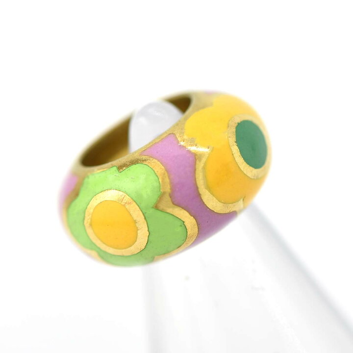 楽天市場】質屋 ポンテヴェキオ ペンダントトップ 750 K18 エナメル 花  