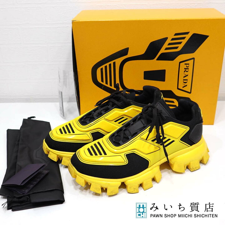 楽天市場】質屋 プラダ PRADA スニーカー 2EG293 イエロー サイズ 9 