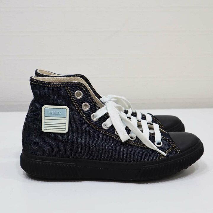 楽天市場】質屋 プラダ PRADA スポーツ デニム ハイカット スニーカー  