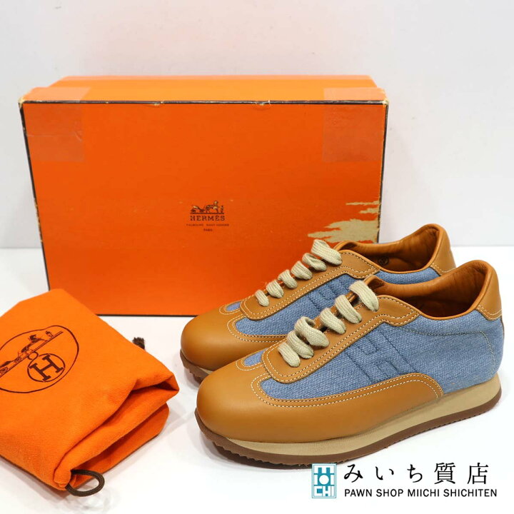 楽天市場】質屋 HERMES エルメス クイック スニーカー ソルド品 レザー 
