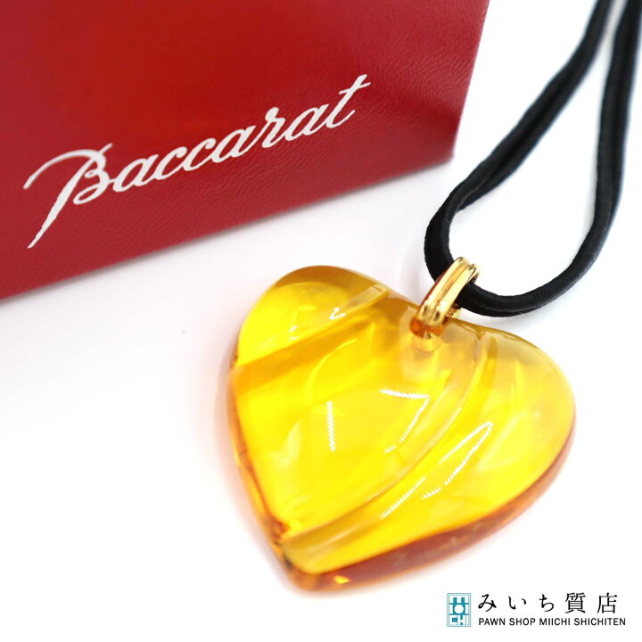 美品 Baccarat クリスタル ハート 925 オメガチェーン ネックレス 