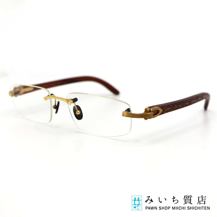 楽天市場】質屋 Cartier カルティエ 眼鏡 メガネ □18 140b ウッド  