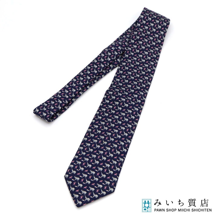 楽天市場】質屋 HERMES エルメス ネクタイ 605678 象 猿柄 シルク100 