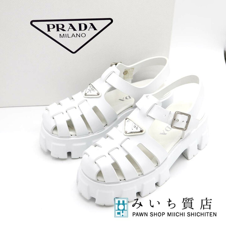 楽天市場】質屋 PRADA プラダ モノリス ラバー サンダル 