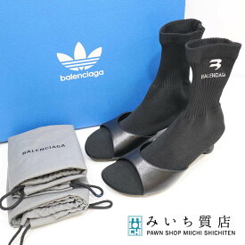質屋 未使用品 BALENCIAGA バレンシアガ Sock booties ソックスニットミュール 722298W2LM11090 ブラック サイズ36 24cm 25k377-3 みいち質店