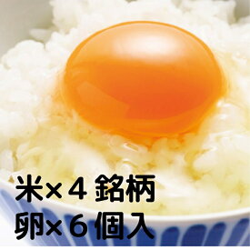 【ごはんと卵】 詰め合わせ 2合 × 4銘柄 卵（6個） 無洗米 卵かけごはん TKG 食べ比べ お米 ギフト ミルキークイーン こしひかり 五百川 つきあかり 米 ブランド米 お米ギフト プレゼント 贈り物 お礼 贈答 お祝い 御礼 送料無料