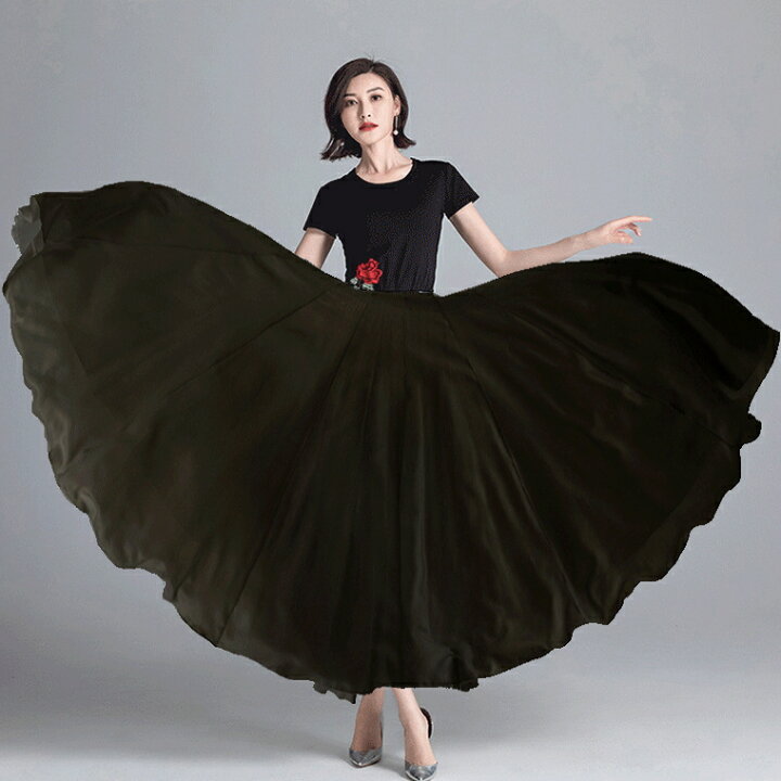 楽天市場 スカート ロング 春 夏 ロングスカート ワンピース シフォン マキシ丈 社交ダンス 体型カバー 着痩せ 7度 全円 チューブトップ リゾート フレアスカート ベアトップ ベリーダンス 衣装 エレクトーン 大人 広がる ミカドレス ブラック ホワイト ブルー レッド