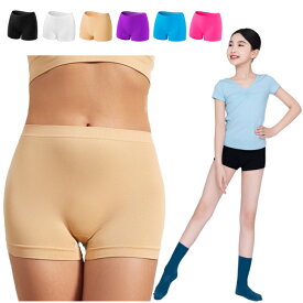ダンス 体操 バレエ インナーパンツ キッズ レディース ジュニア ショーツ アンダーウェア ショートパンツ 透け防止 ショート丈 1分丈 2分丈 パンツ ヒップホップ ストレッチ 下着 ペチコート インナー 見せパン 130 140 150 160 黒 白 ベージュ 紫 ピンク ネオン cr27n-pa