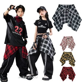 1位受賞 つけ裾 レイヤード 付け裾 シャツ 大きいサイズ ダンス 衣装 ヒップホップ 巻きスカート キッズ メンズ レディース 子供 膝丈スカート チェック柄 お尻が隠れる jazz ダンス 重ね着風 黒 赤 春 夏 シャツ巻き 腰巻 体型カバーアシンメトリー ミカドレス cr40n-pa0