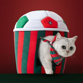 ポルトガル代表コラボ サッカーボール型ペットハウス 小型犬 猫用 冬用 寝床 かわいい おしゃれ インテリア