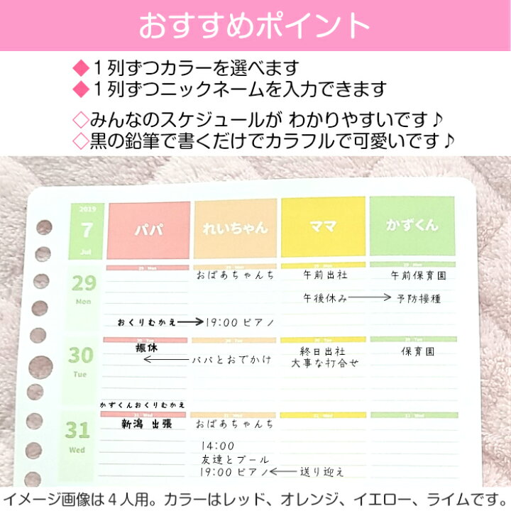 楽天市場 ポイント５倍 22年4月始まり 他 22 A5 B5 スケジュール帳 ママ手帳 女子 日記 大人かわいい 手帳 日曜始まり 月曜始まり １人用 月別ウィークリーnタイプ 12か月分 パステルカラーみんなのスケジュール ルーズリーフ A5 B5 6穴システム手帳