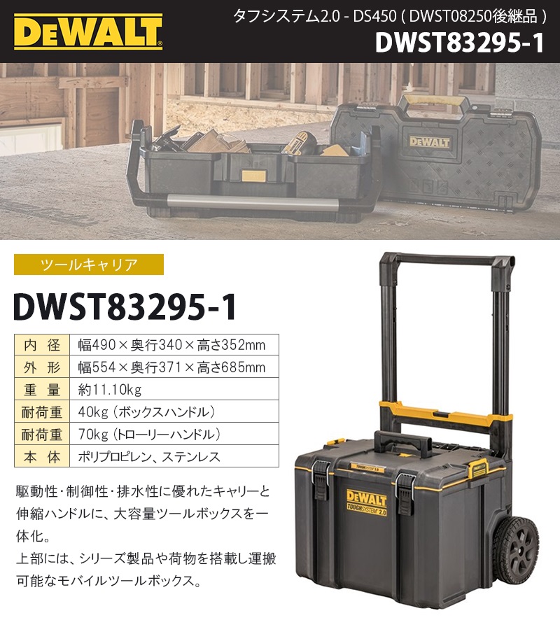 DeWALT デウォルト システム収納BOXタフシステムトートDS280 DWST1-75654