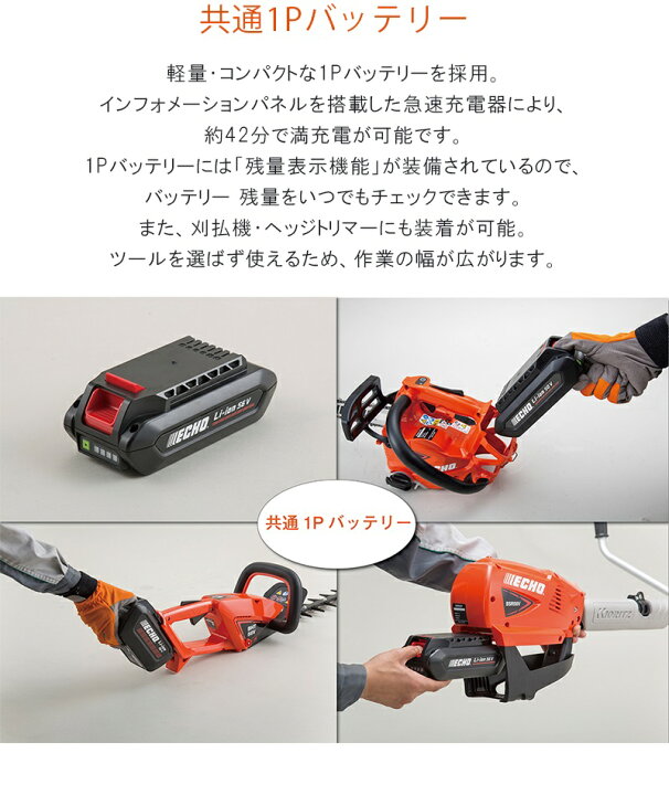 楽天市場】やまびこ ECHO バッテリーチェンソー 50V 20cmバー 先細 