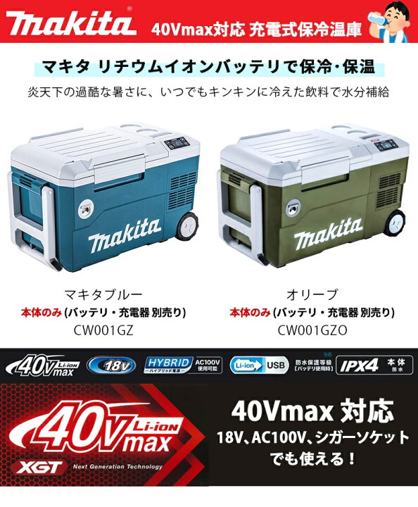 楽天市場】マキタ(makita) 18V 40Vmax対応 充電式保冷温庫 本体のみ  
