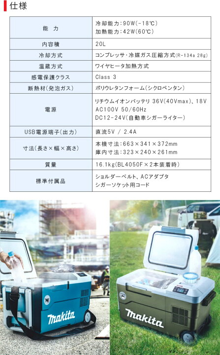 楽天市場】マキタ(makita) 18V 40Vmax対応 充電式保冷温庫 本体のみ 