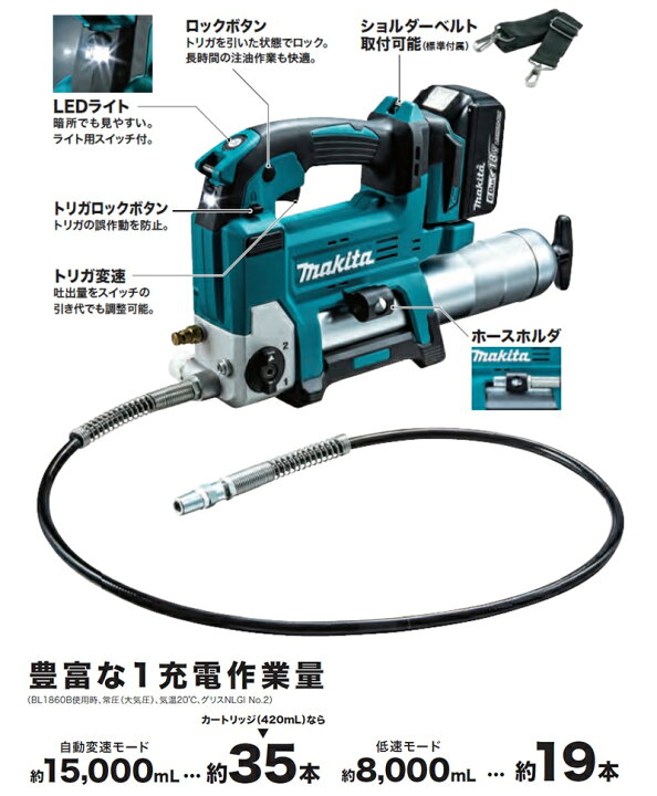 楽天市場】マキタ 充電式グリスガン セット品 (バッテリBL1860B・充電 