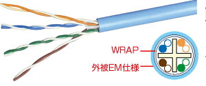 �y�V�i�zLAN�P�[�u��UTP�@Cat6A�@���[��������300m���@U/UTP�P�[�u���A�C�\���[�V����WRAP���g�p���G�C���A���N���X�g�[�N�΍�ɑΉ����F:�u���[EM�d�l.��R�����������i�ׂ̈�������̃L�����Z