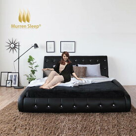 レザー ベッド ダブル ベッドフレーム単品 【予約2月中～末】 すのこ 流線型 すのこ ブラック ホワイト 脚元 LEDライト ホテル仕様 北欧 モダンテイスト シャープなデザイン GYHC QOG-30K 背もたれ 人気 デザイナーズベッド 高級 gen 家具