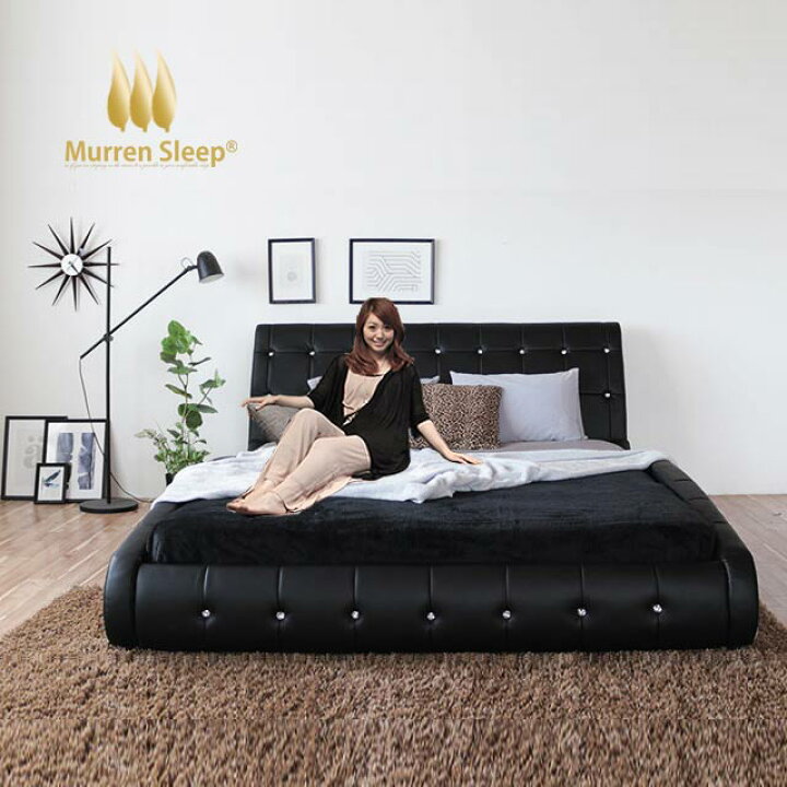 楽天市場】レザー ベッド ダブル ベッドフレーム単品 すのこ 流線型  