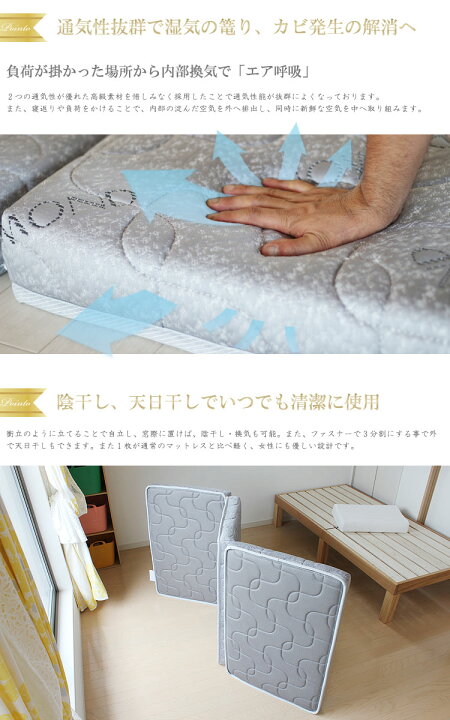楽天市場】マットレス 折りたたみ 3D ファイバー＋高反発 夏冬快適 