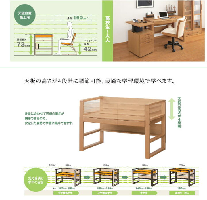 楽天市場】【本日クーポン10%引】 学習机2点セット(机＋移動袖) 浜本 