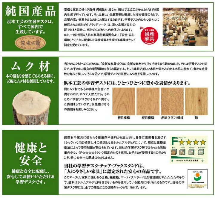 楽天市場】【本日クーポン10%引】 学習机2点セット(机＋昇降袖A) 浜本 