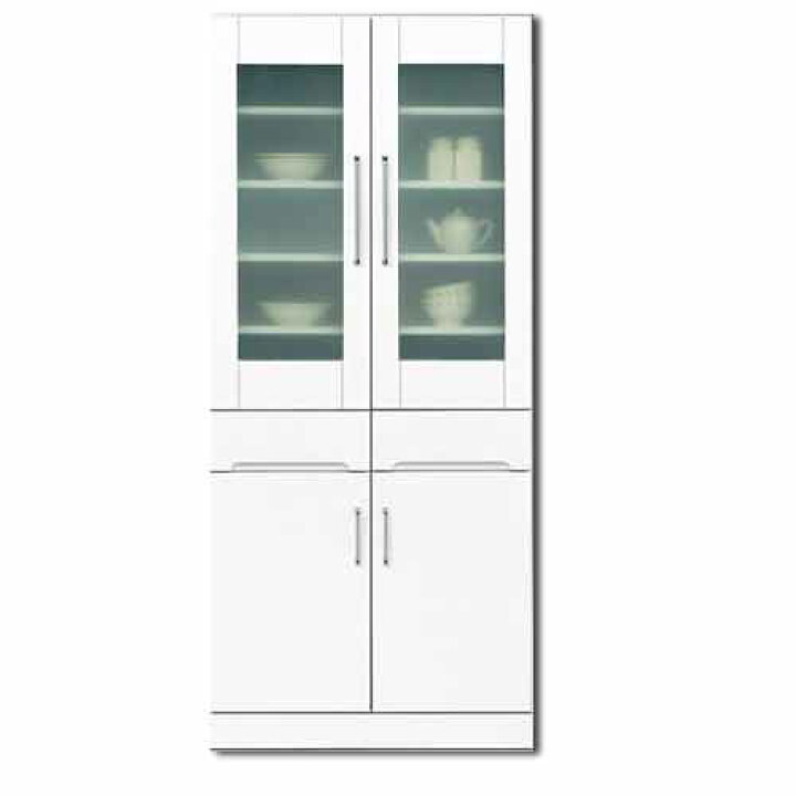 楽天市場】食器棚 白家具 鏡面 キッチン収納 日本製 一本立ち完成品 
