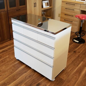 キッチンカウンター ステンレス天板 幅90.5cm 高さ85cm キャスター付き 裏面化粧 コンセント ステンレスキッチンカウンター GYHC t005-m166-clf-ka90 QOG-260 フルスライドレール 日本製 国産 ピカピカ