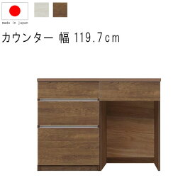 キッチンカウンター 幅120cm 高さ93cm 18.4才 天板下台セット WH木目 BR木目 ダストオープン型 ダストボックス対応 引出し 引出 日本製 サイドボード リビング収納 キッチンカウンター 北欧 シンプル 送料無料 GMK QSM-30K 家具
