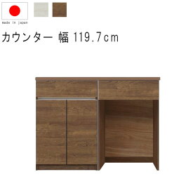 キッチンカウンター 120 ダストボックス対応 完成品 ゴミ箱収納 幅120cm 高さ93cm 18.4才 天板下台セット WH木目 BR木目 開き扉 ダストオープン型 引出し 引出 日本製 サイドボード リビング収納 キッチンカウンター ダストボックス 北欧 シンプル GMK【QSM-30K】