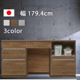 ワイドキッチンカウンター キッチンカウンター 幅180cm 高さ93cm 27.5才 天板下台セット WH木目 BR木目 ダストオープン型 ダストボックス対応 引出し 引出 オープンレール 日本製 サイドボード キッチンカウンター モダン 北欧 シンプル GMK QSM-50K 特価 人気 家具