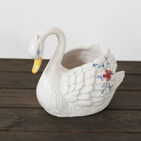 スワン　プランター　鉢カバー　陶器　花瓶 つぼ　置物【即納】【アウトレット/out】【QSM-60】