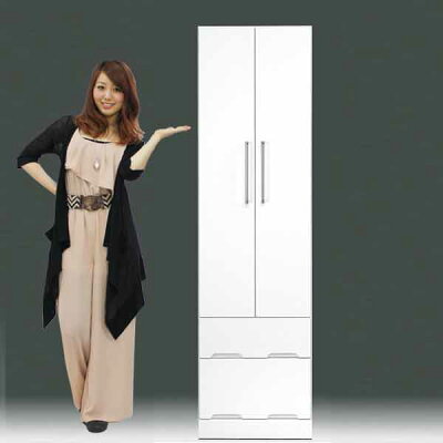 ワードローブ洋服タンス洋服タンスクローゼットハンガーラック幅50cm高さ180cm白家具白ホワイト【日本製一本立ち完成品】鏡面仕上げaic-cristal50hc【地域限定大型宅配便】【OK】ロッカータンス【QOG-80】